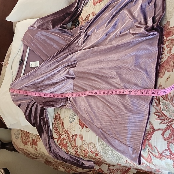 Express Velvet Surplice Fit and Flare Dress - Picture 9 of 9